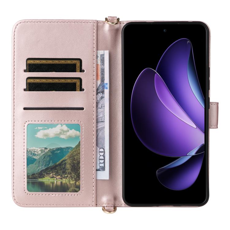 For OPPO Reno13 F 4G / 5G Multifunctional 6-Card Slots Leather Phone Case with Wrist Strap