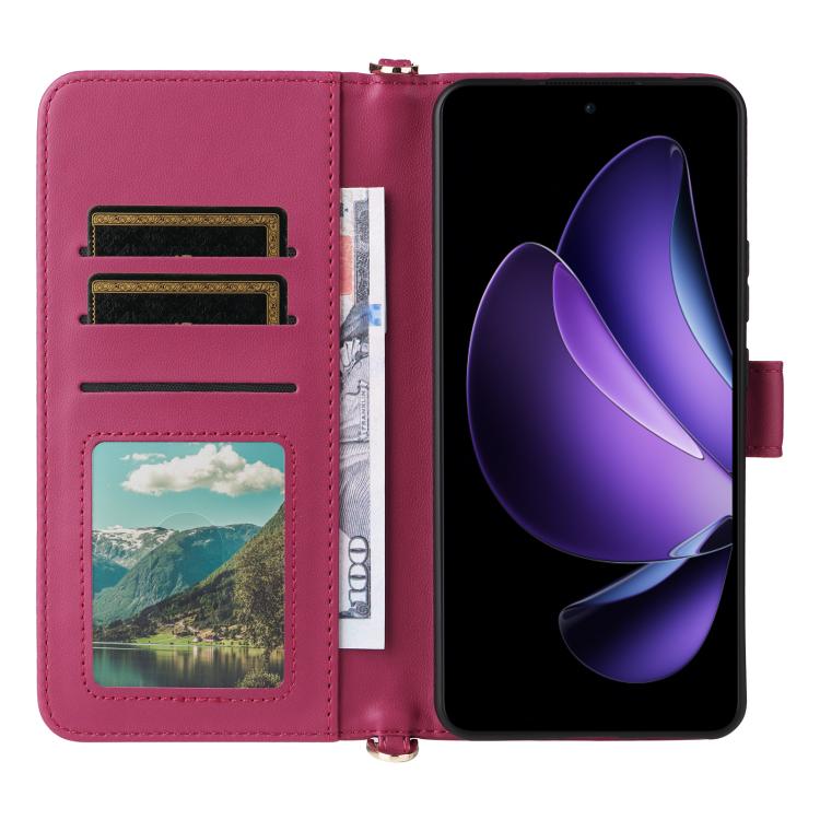 For OPPO Reno13 F 4G / 5G Multifunctional 6-Card Slots Leather Phone Case with Wrist Strap