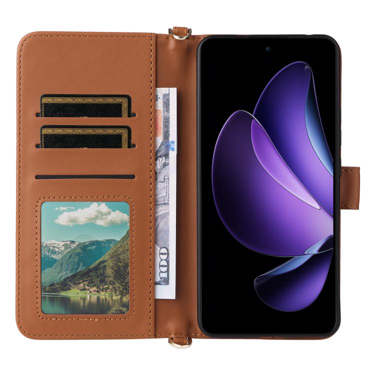 For OPPO Reno13 F 4G / 5G Multifunctional 6-Card Slots Leather Phone Case with Wrist Strap