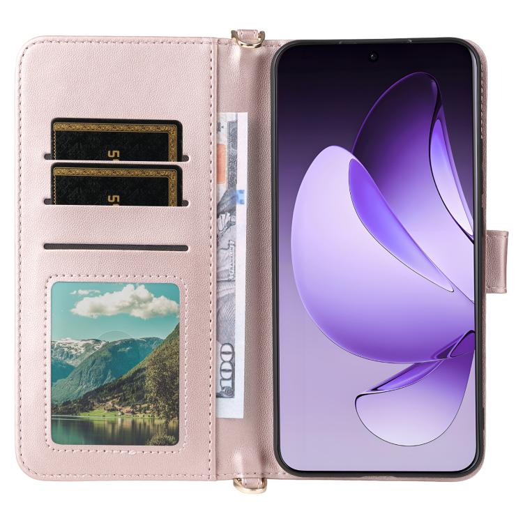 For OPPO Reno13 Pro 5G Global Multifunctional 6-Card Slots Leather Phone Case with Wrist Strap