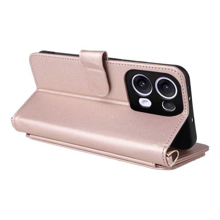 For OPPO Reno13 Pro 5G Global Multifunctional 6-Card Slots Leather Phone Case with Wrist Strap