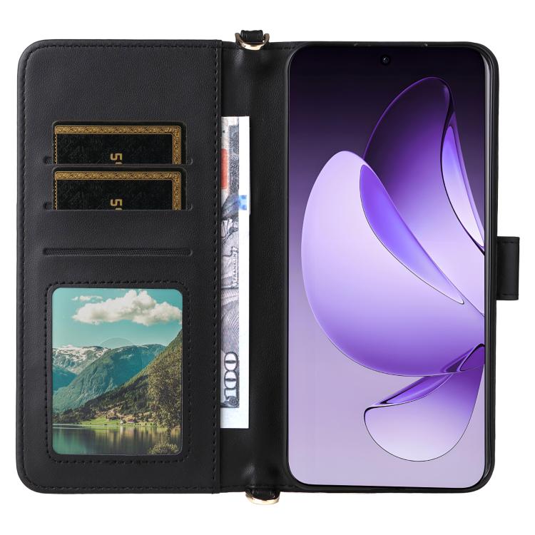 For OPPO Reno13 Pro 5G Global Multifunctional 6-Card Slots Leather Phone Case with Wrist Strap