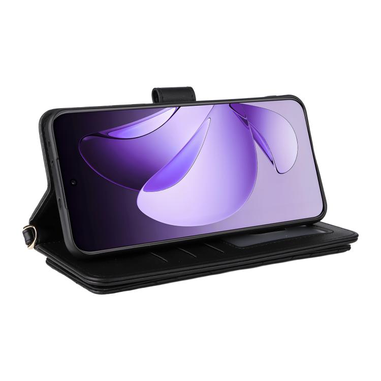 For OPPO Reno13 Pro 5G Global Multifunctional 6-Card Slots Leather Phone Case with Wrist Strap
