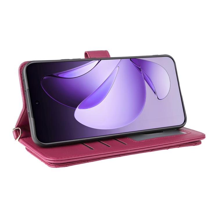 For OPPO Reno13 Pro 5G Global Multifunctional 6-Card Slots Leather Phone Case with Wrist Strap
