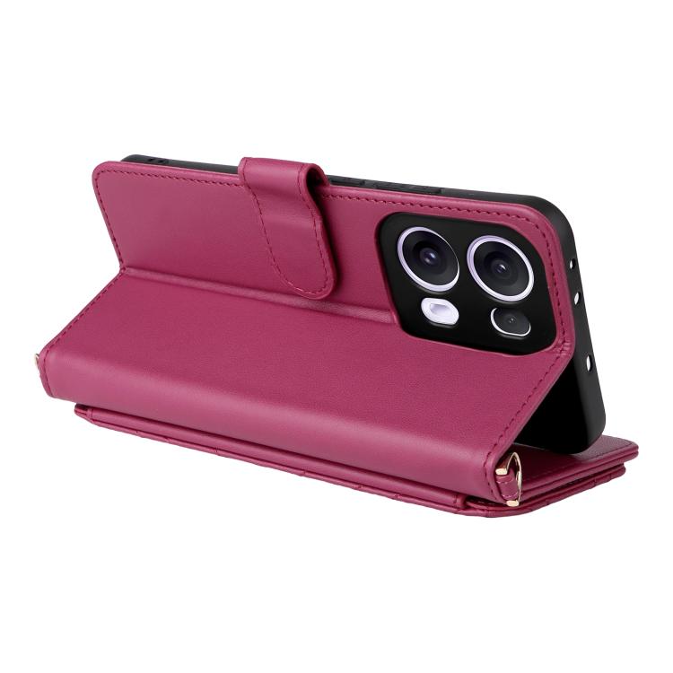 For OPPO Reno13 Pro 5G Global Multifunctional 6-Card Slots Leather Phone Case with Wrist Strap