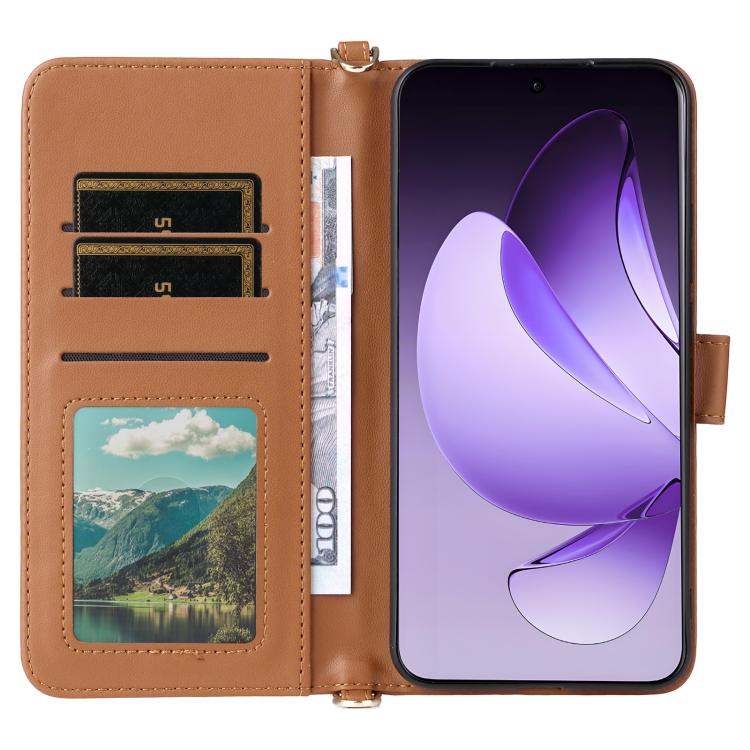 For OPPO Reno13 Pro 5G Global Multifunctional 6-Card Slots Leather Phone Case with Wrist Strap