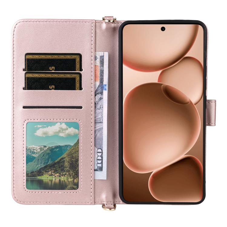 For OPPO Find X8 Ultra Multifunctional 6-Card Slots Leather Phone Case with Wrist Strap
