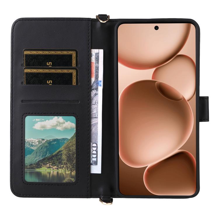 For OPPO Find X8 Ultra Multifunctional 6-Card Slots Leather Phone Case with Wrist Strap