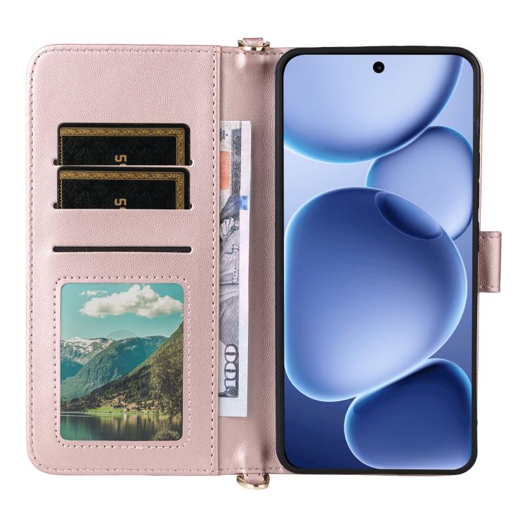 For OPPO Find X8s 5G Multifunctional 6-Card Slots Leather Phone Case with Wrist Strap