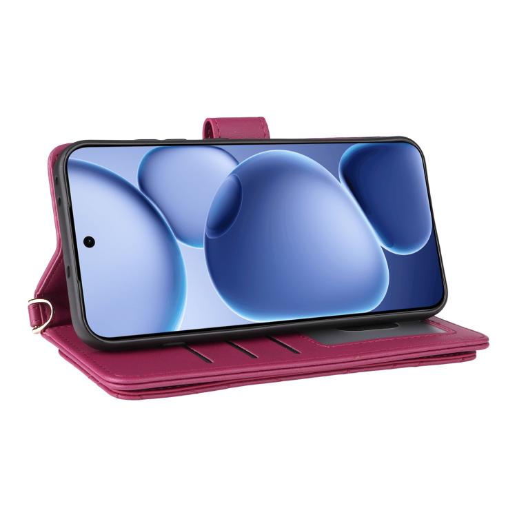 For OPPO Find X8s 5G Multifunctional 6-Card Slots Leather Phone Case with Wrist Strap