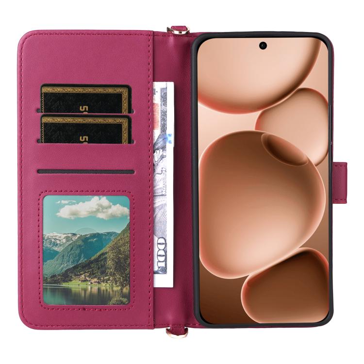 For OPPO Find X8s+ 5G Multifunctional 6-Card Slots Leather Phone Case with Wrist Strap