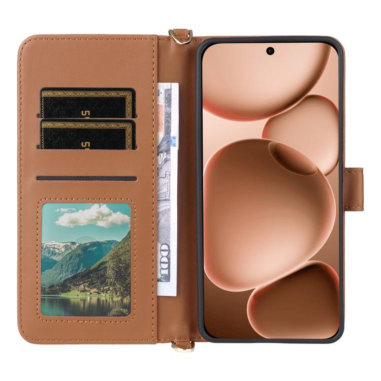 For OPPO Find X8s+ 5G Multifunctional 6-Card Slots Leather Phone Case with Wrist Strap