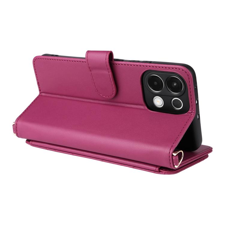 For OPPO K13 5G / K13x 5G Multifunctional 6-Card Slots Leather Phone Case with Wrist Strap