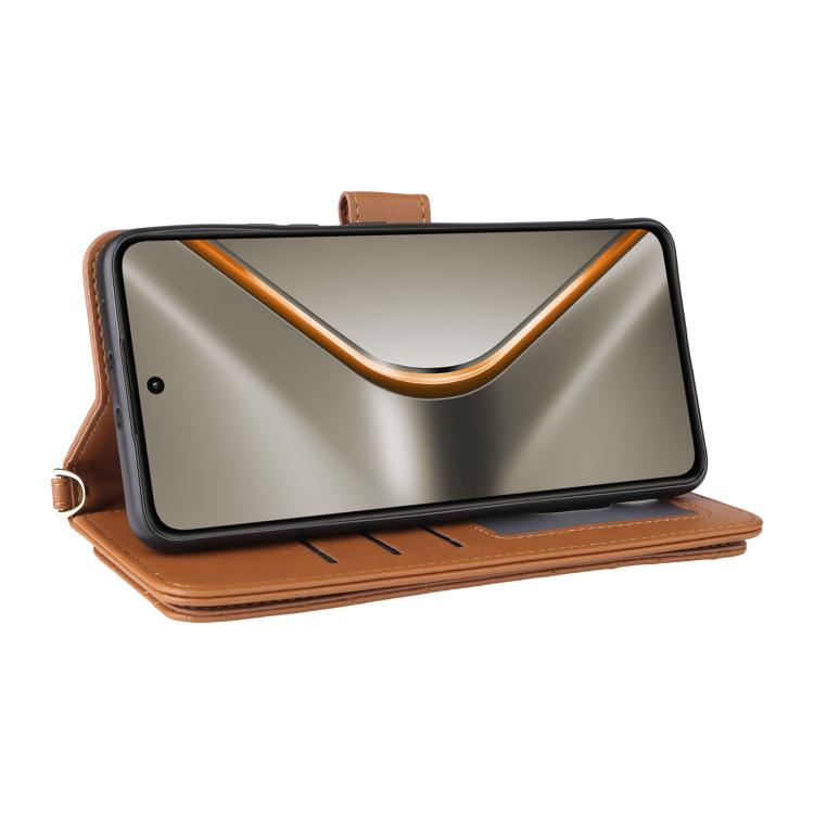 For OPPO K13 5G / K13x 5G Multifunctional 6-Card Slots Leather Phone Case with Wrist Strap