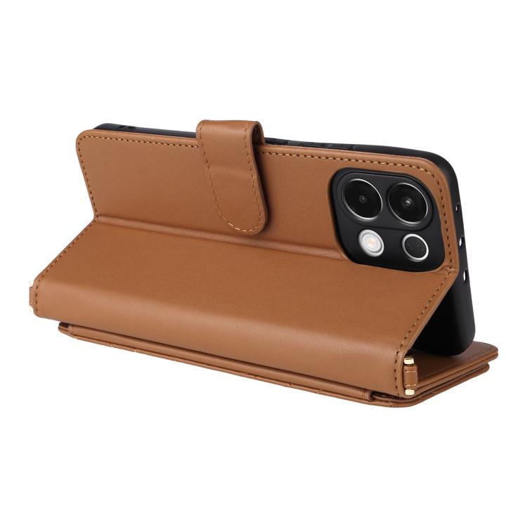 For OPPO K13 5G / K13x 5G Multifunctional 6-Card Slots Leather Phone Case with Wrist Strap