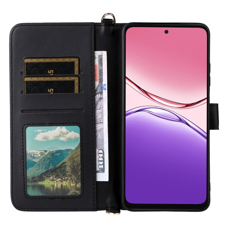 For OPPO A5x 5G / 4G Global Multifunctional 6-Card Slots Leather Phone Case with Wrist Strap