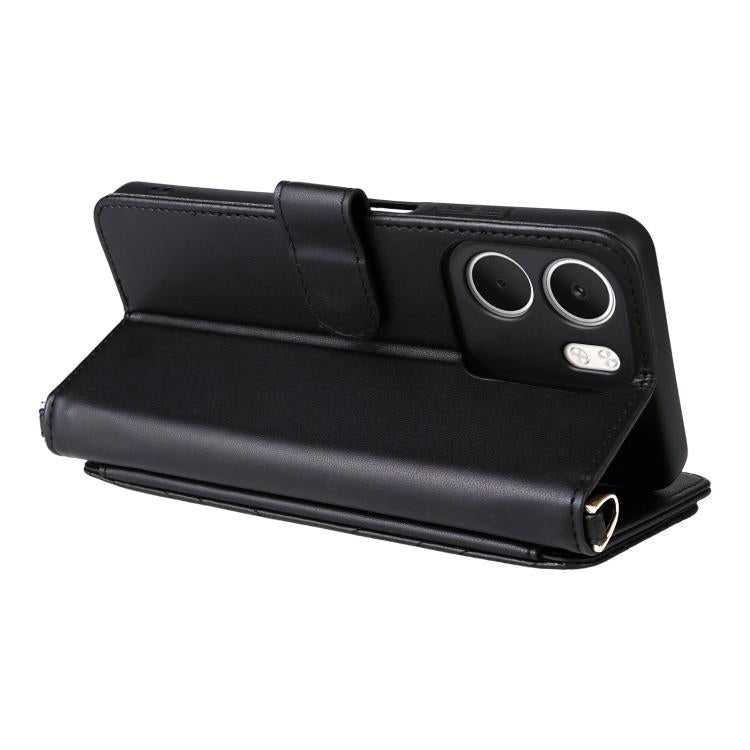 For OPPO A5x 5G / 4G Global Multifunctional 6-Card Slots Leather Phone Case with Wrist Strap