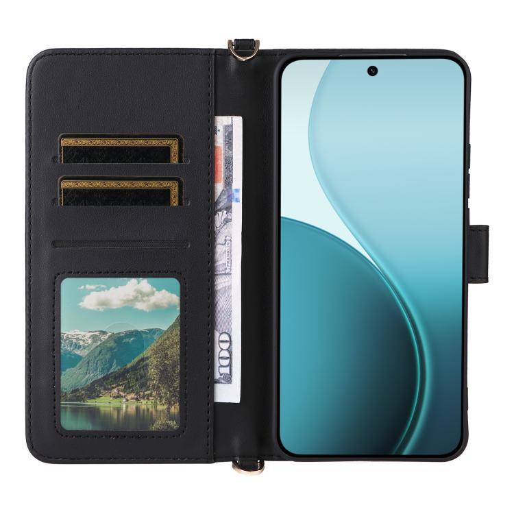 For OPPO Reno14 5G Global Multifunctional 6-Card Slots Leather Phone Case with Wrist Strap