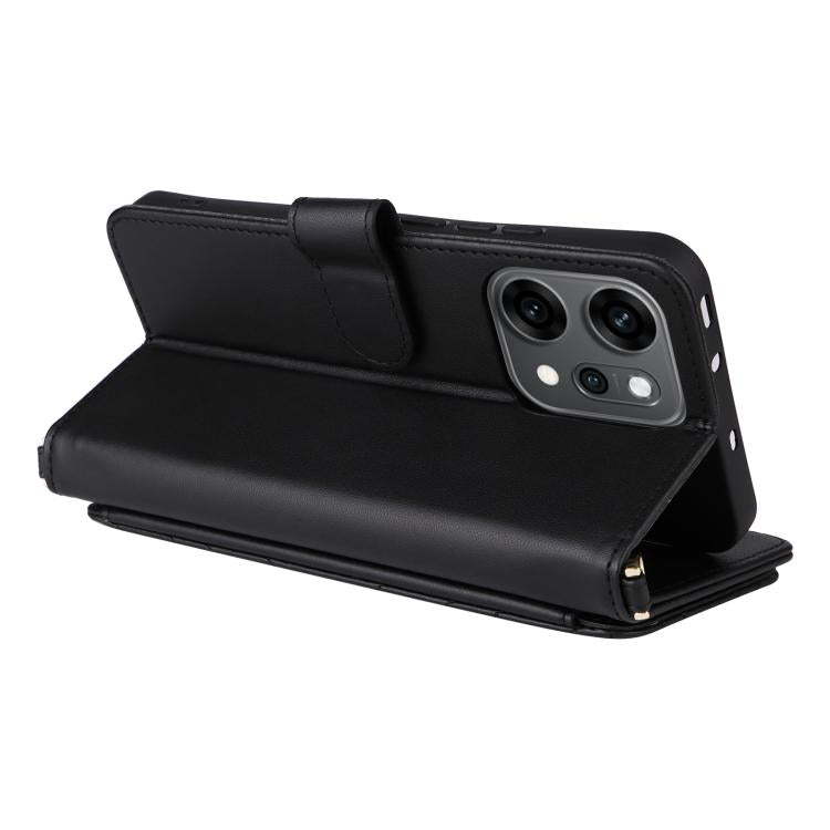 For OPPO Reno14 5G Global Multifunctional 6-Card Slots Leather Phone Case with Wrist Strap