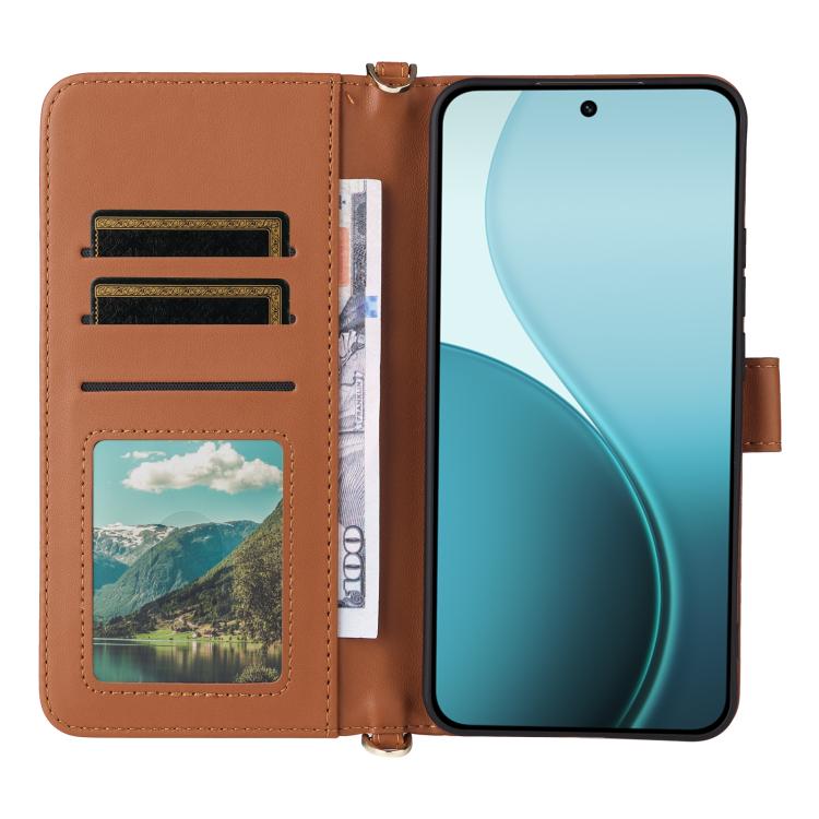 For OPPO Reno14 5G Global Multifunctional 6-Card Slots Leather Phone Case with Wrist Strap