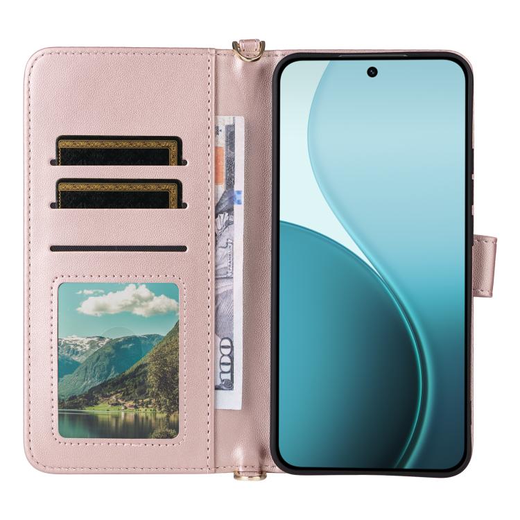 For OPPO Reno14 Pro 5G Global Multifunctional 6-Card Slots Leather Phone Case with Wrist Strap