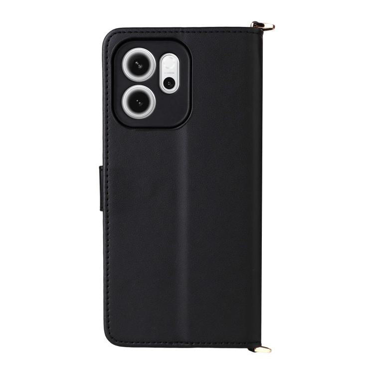 For OPPO Reno14 F 5G Multifunctional 6-Card Slots Leather Phone Case with Wrist Strap