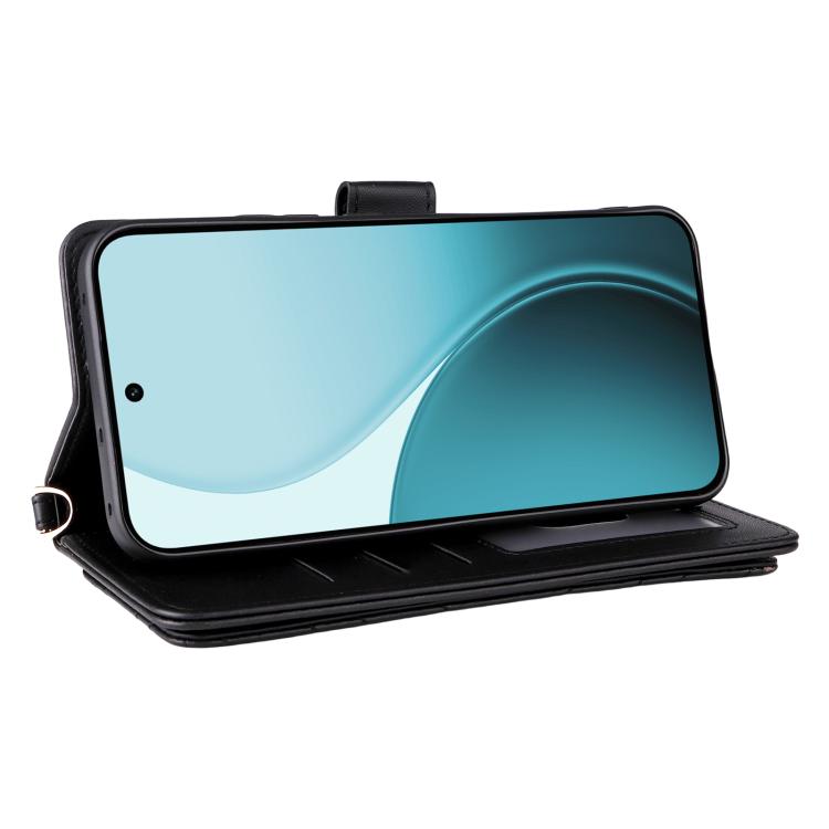 For OPPO Reno14 F 5G Multifunctional 6-Card Slots Leather Phone Case with Wrist Strap