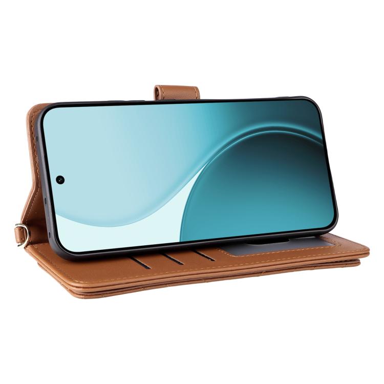 For OPPO Reno14 F 5G Multifunctional 6-Card Slots Leather Phone Case with Wrist Strap