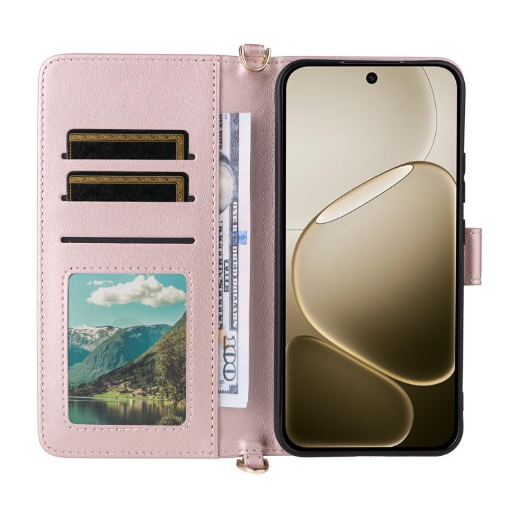 For OPPO F31 Pro 5G Multifunctional 6-Card Slots Leather Phone Case with Wrist Strap