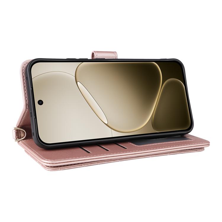 For OPPO F31 Pro 5G Multifunctional 6-Card Slots Leather Phone Case with Wrist Strap