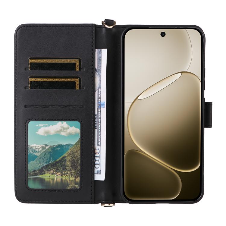 For OPPO F31 Pro 5G Multifunctional 6-Card Slots Leather Phone Case with Wrist Strap