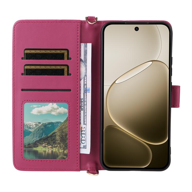 For OPPO F31 Pro 5G Multifunctional 6-Card Slots Leather Phone Case with Wrist Strap