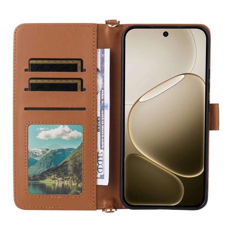 For OPPO F31 Pro 5G Multifunctional 6-Card Slots Leather Phone Case with Wrist Strap