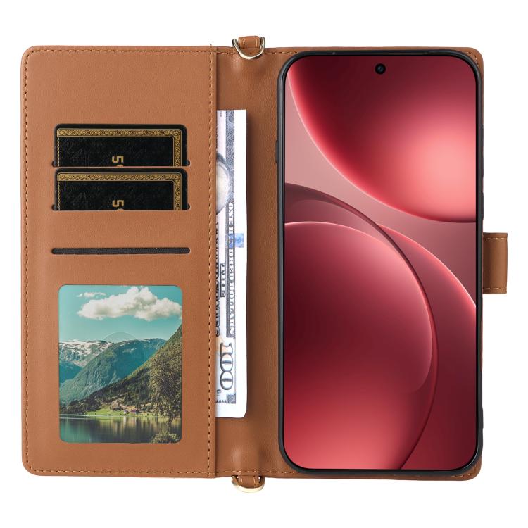For OPPO Find X9 Pro Multifunctional 6-Card Slots Leather Phone Case with Wrist Strap