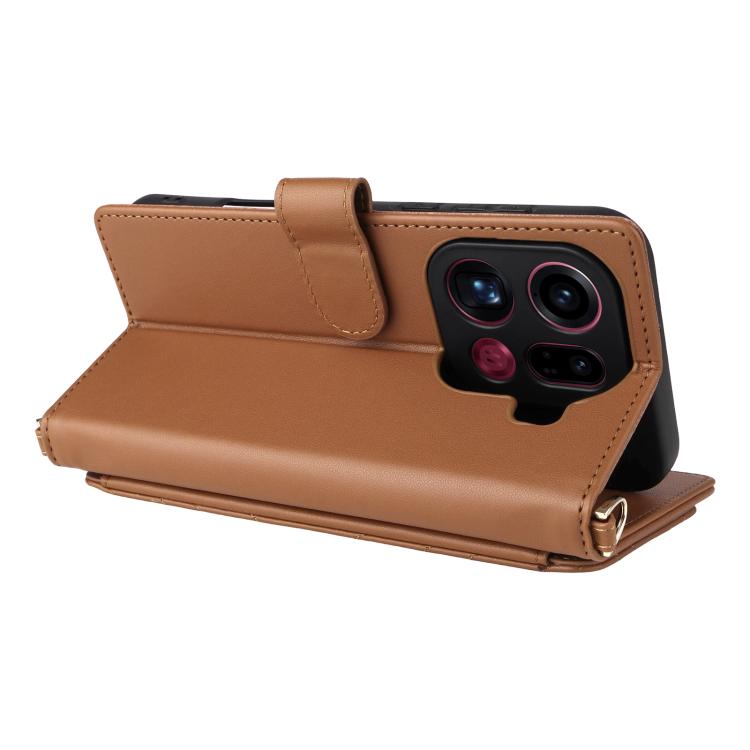 For OPPO Find X9 Pro Multifunctional 6-Card Slots Leather Phone Case with Wrist Strap