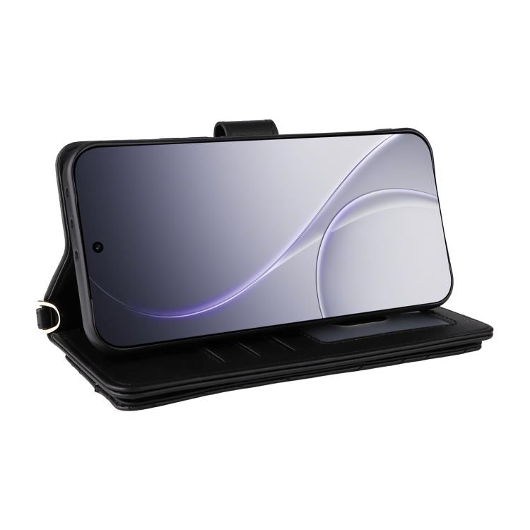 For OPPO Reno15 5G Global Multifunctional 6-Card Slots Leather Phone Case with Wrist Strap