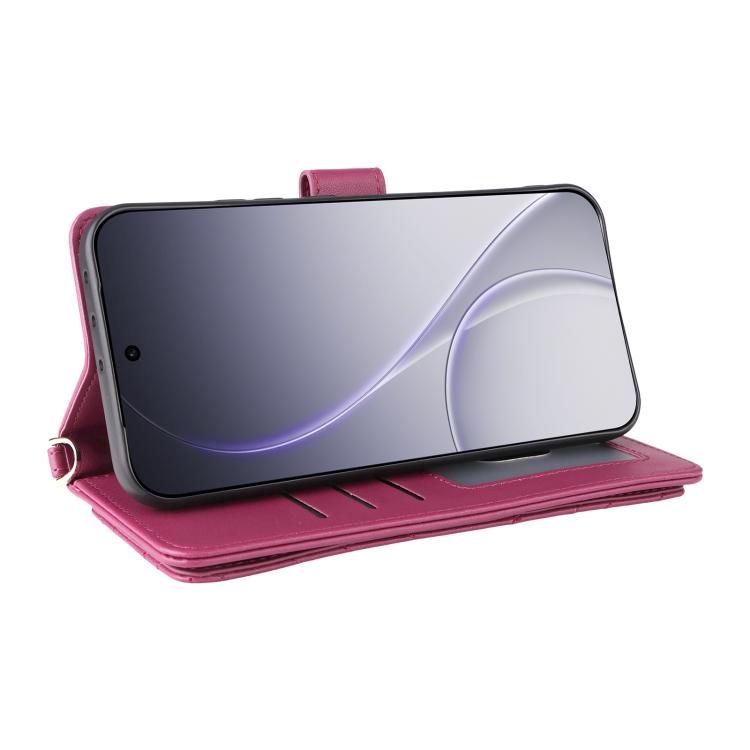 For OPPO Reno15 5G Global Multifunctional 6-Card Slots Leather Phone Case with Wrist Strap