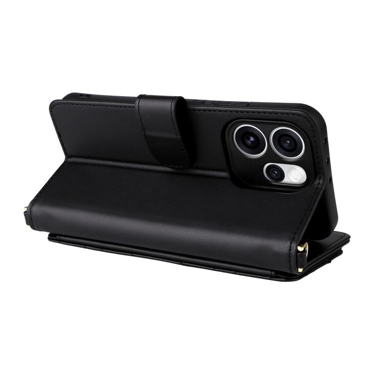 For OPPO Reno15 Pro 5G Global Multifunctional 6-Card Slots Leather Phone Case with Wrist Strap