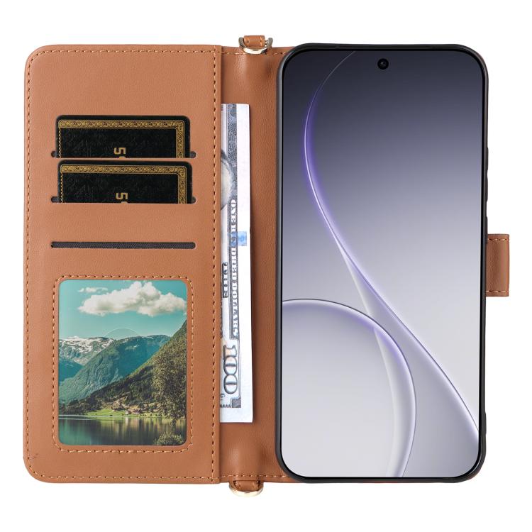 For OPPO Reno15 Pro 5G Global Multifunctional 6-Card Slots Leather Phone Case with Wrist Strap