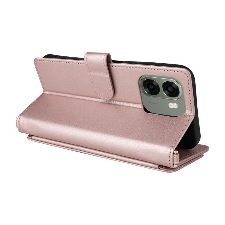 For OPPO A6x 5G / 4G / A6 5G Global Multifunctional 6-Card Slots Leather Phone Case with Wrist Strap