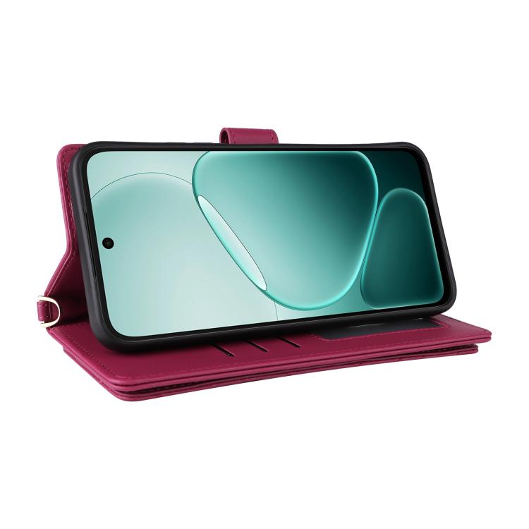 For OPPO A6x 5G / 4G / A6 5G Global Multifunctional 6-Card Slots Leather Phone Case with Wrist Strap