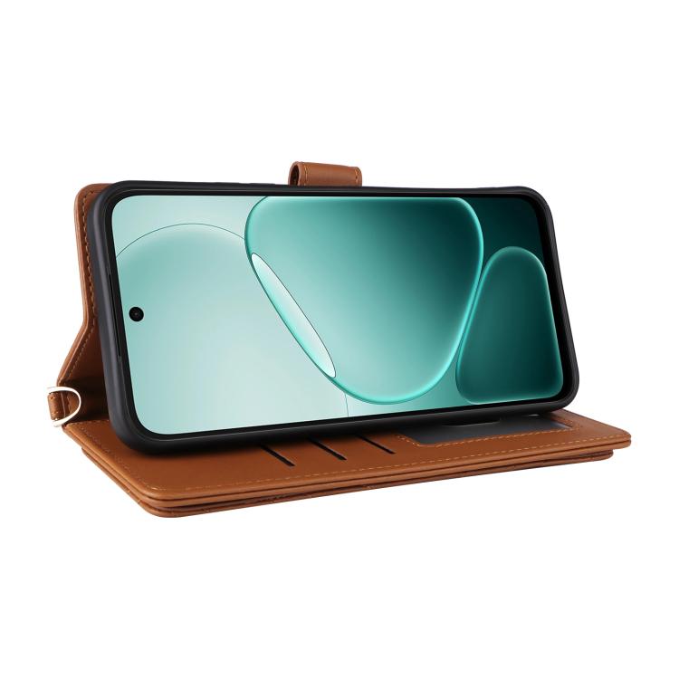 For OPPO A6x 5G / 4G / A6 5G Global Multifunctional 6-Card Slots Leather Phone Case with Wrist Strap