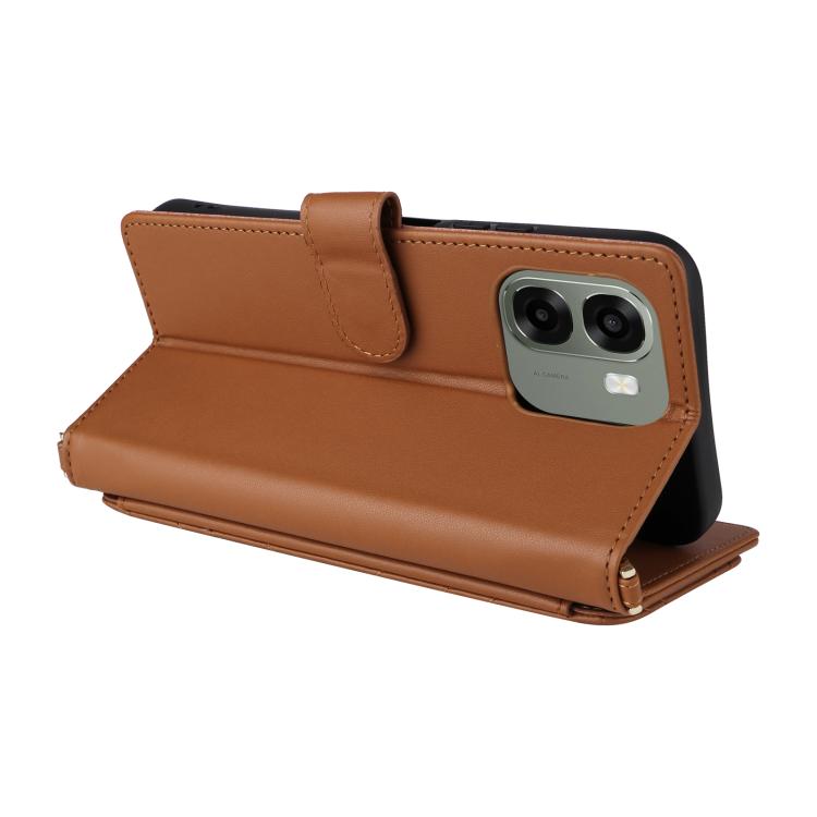 For OPPO A6x 5G / 4G / A6 5G Global Multifunctional 6-Card Slots Leather Phone Case with Wrist Strap