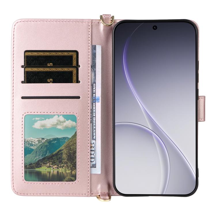 For OPPO Reno15 Pro Max 5G Global Multifunctional 6-Card Slots Leather Phone Case with Wrist Strap