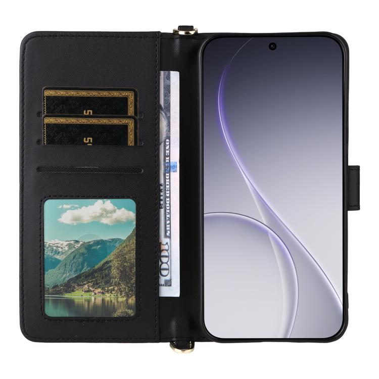 For OPPO Reno15 Pro Max 5G Global Multifunctional 6-Card Slots Leather Phone Case with Wrist Strap