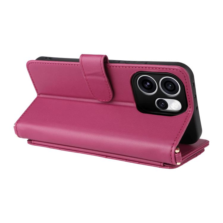 For OPPO Reno15 Pro Max 5G Global Multifunctional 6-Card Slots Leather Phone Case with Wrist Strap
