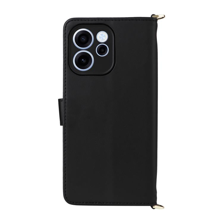 For OPPO Reno15 F 5G Multifunctional 6-Card Slots Leather Phone Case with Wrist Strap
