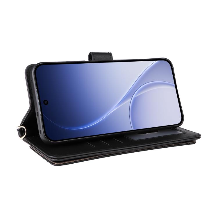 For OPPO Reno15 F 5G Multifunctional 6-Card Slots Leather Phone Case with Wrist Strap