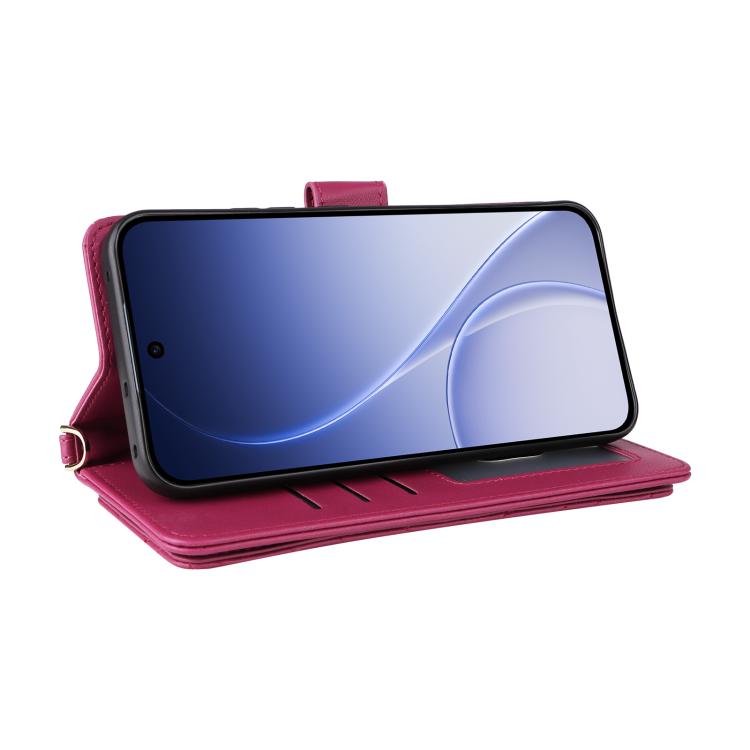 For OPPO Reno15 F 5G Multifunctional 6-Card Slots Leather Phone Case with Wrist Strap