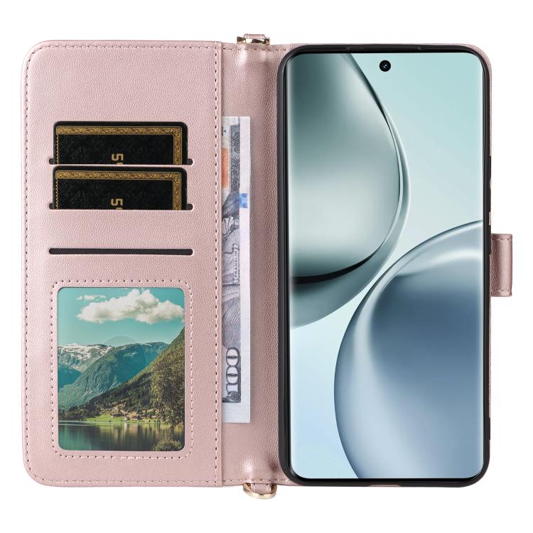 For Realme 14 Pro 5G Multifunctional 6-Card Slots Leather Phone Case with Wrist Strap